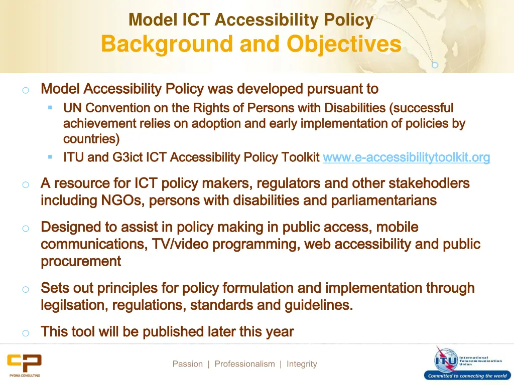 model ict accessibility policy background