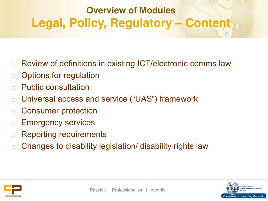 overview of modules