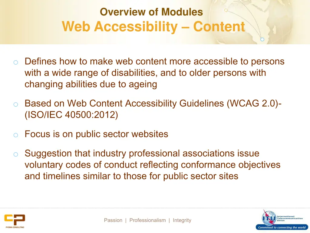 overview of modules web accessibility content