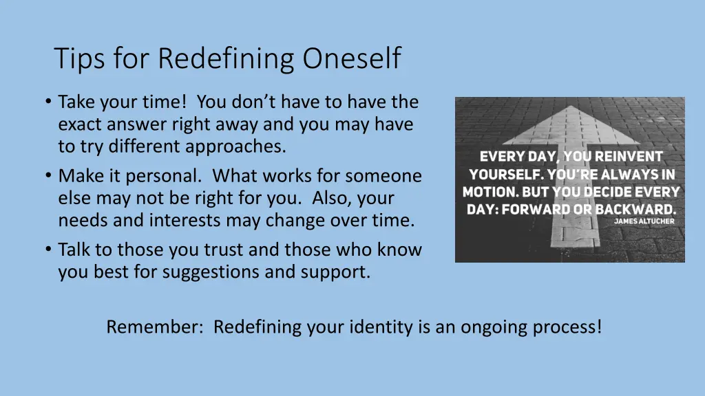 tips for redefining oneself