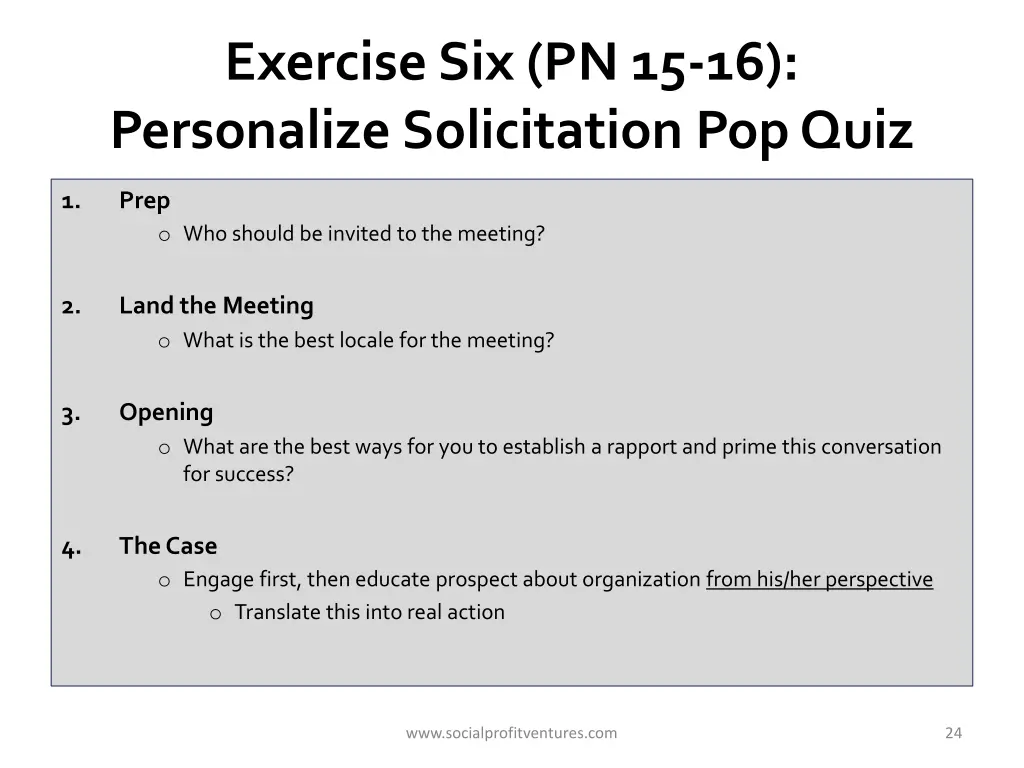 exercise six pn 15 16 personalize solicitation