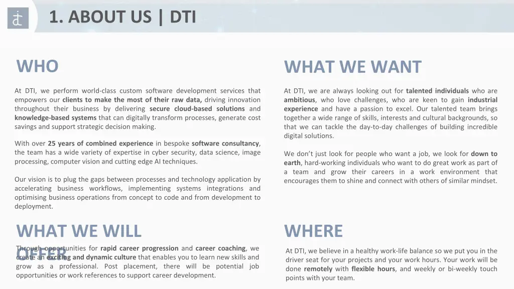 1 about us dti