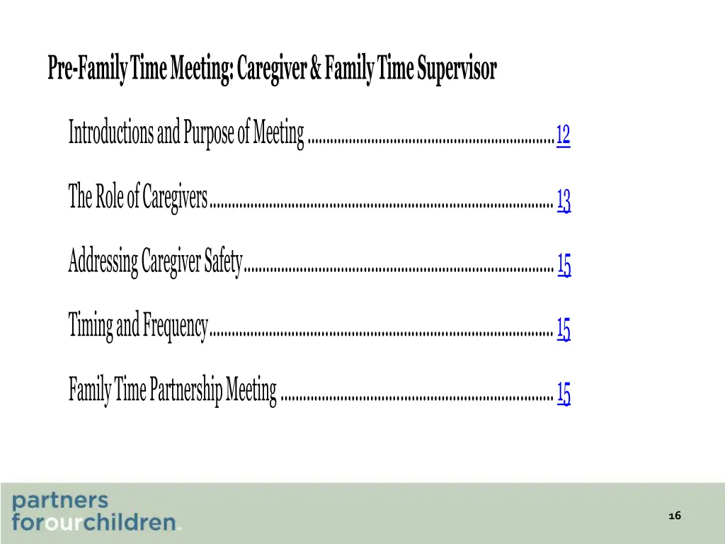 pre family time meeting caregiver family time