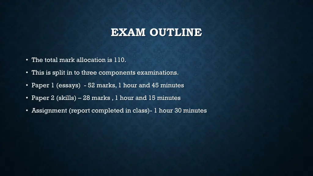 exam outline