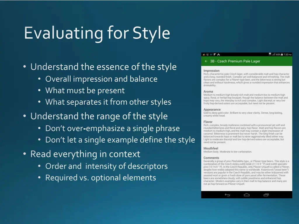 evaluating for style