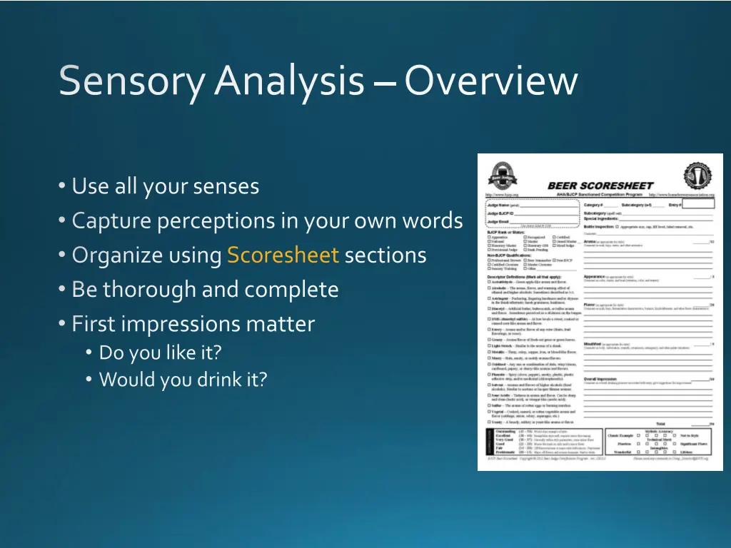 sensory analysis overview