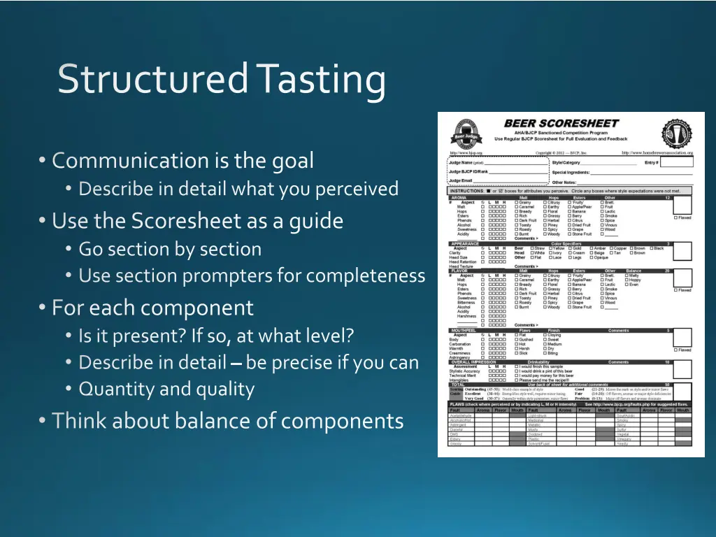 structured tasting