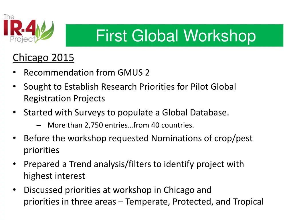 first global workshop