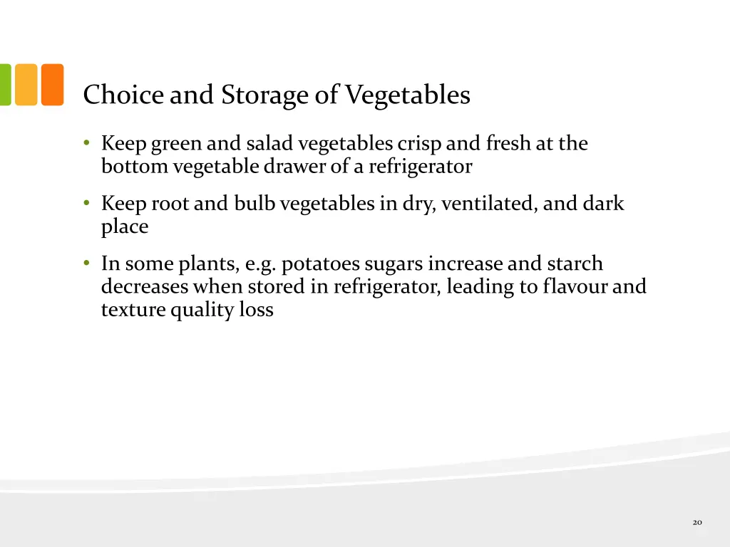 choice and storage of vegetables 1