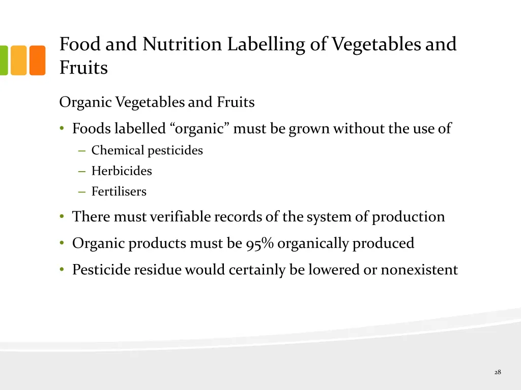 food and nutrition labelling of vegetables 2