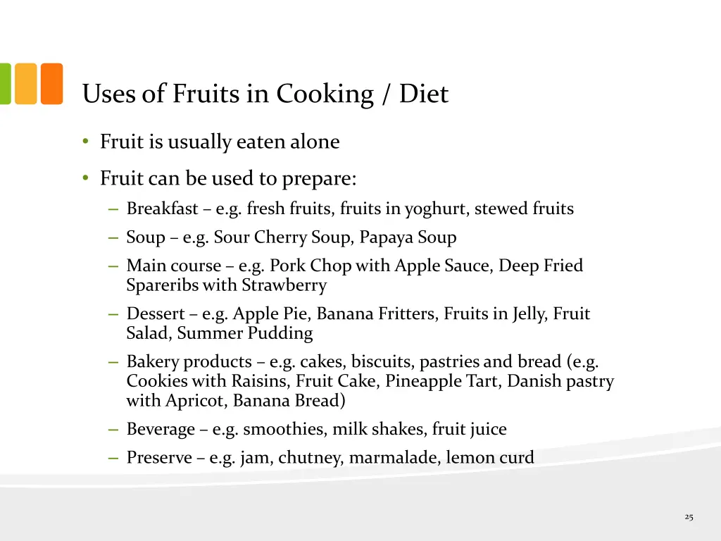 uses of fruits in cooking diet