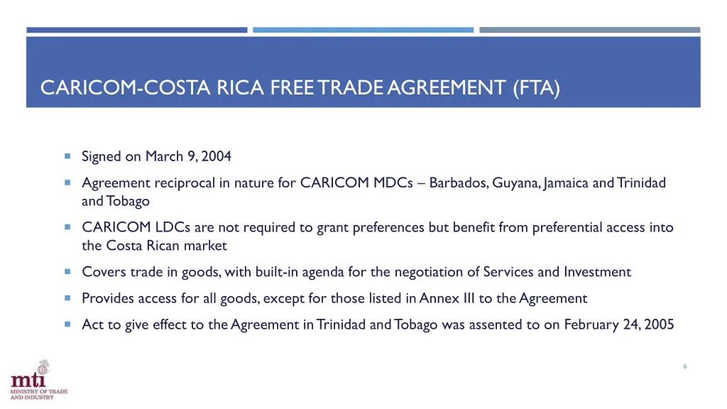 caricom costa rica free trade agreement fta