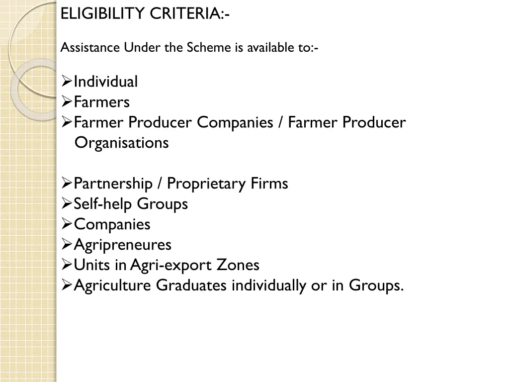 eligibility criteria