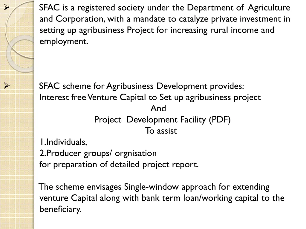 sfac is a registered society under the department