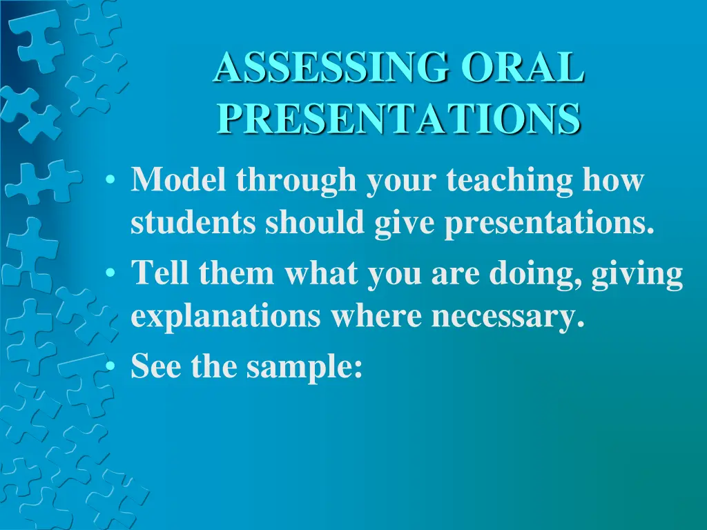 assessing oral presentations model through your