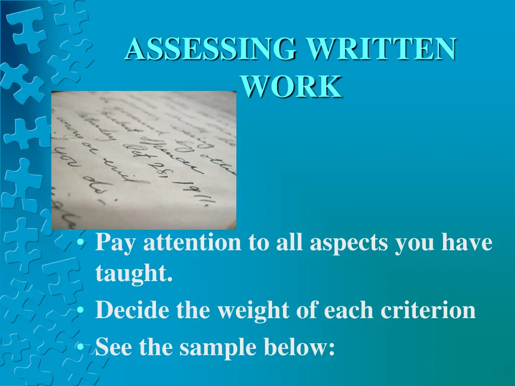 assessing written work