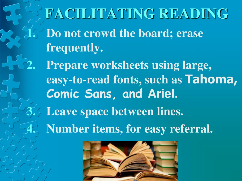 facilitating reading 1 do not crowd the board