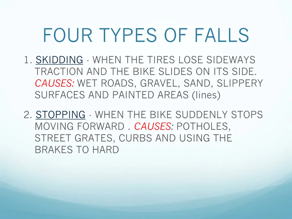 four types of falls