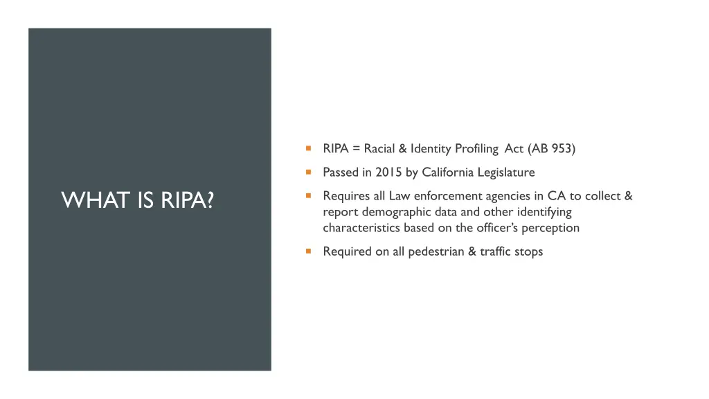 ripa racial identity profiling act ab 953