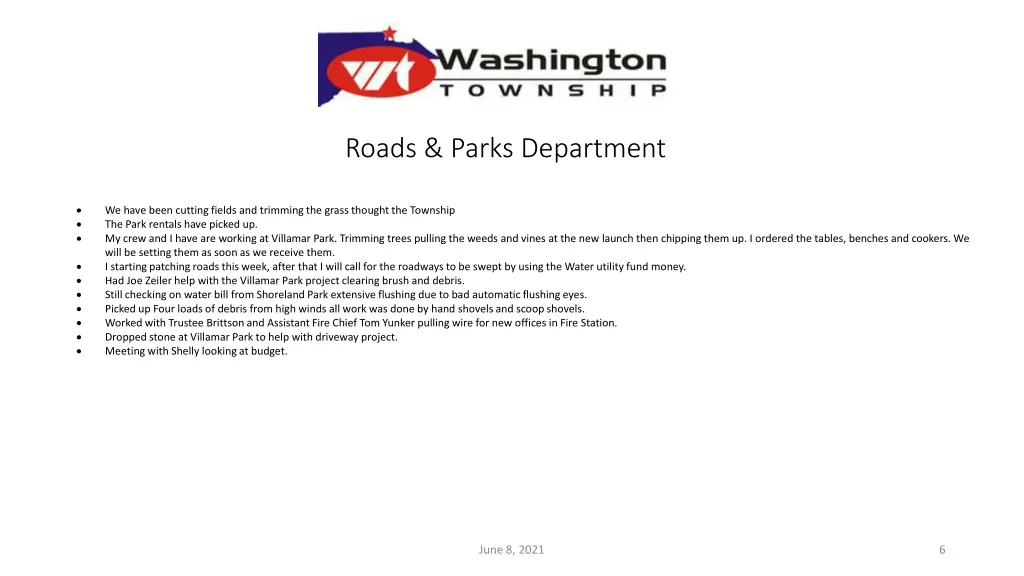 roads parks department