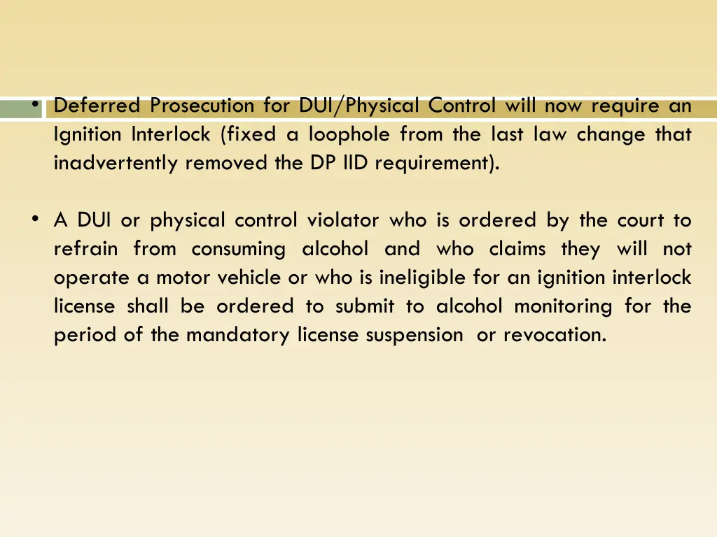 deferred prosecution for dui physical control