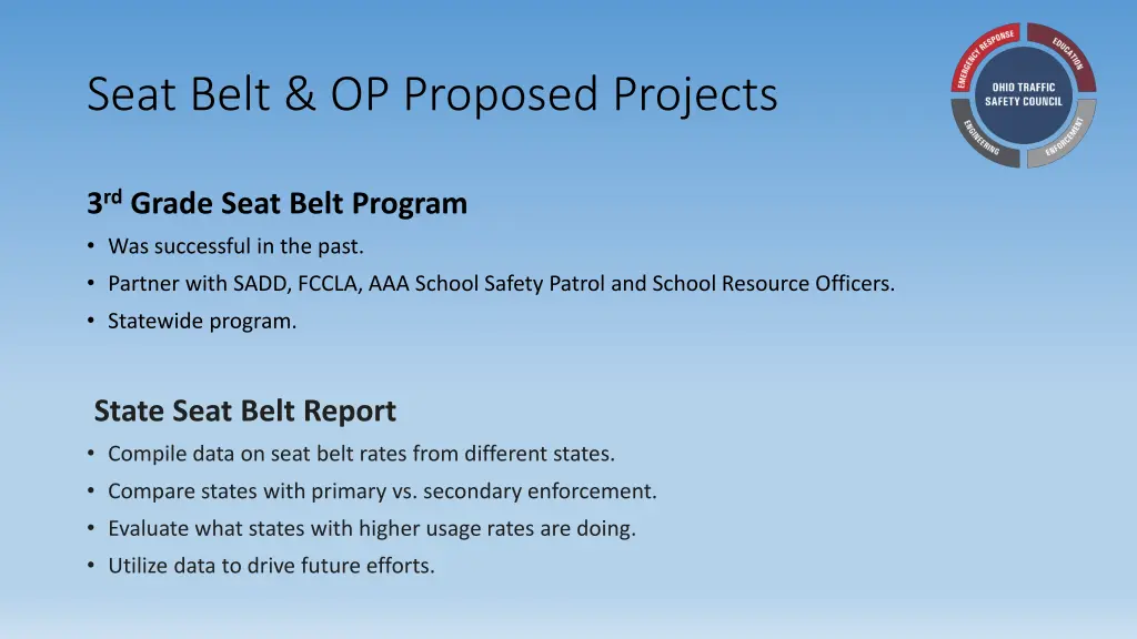 seat belt op proposed projects 1