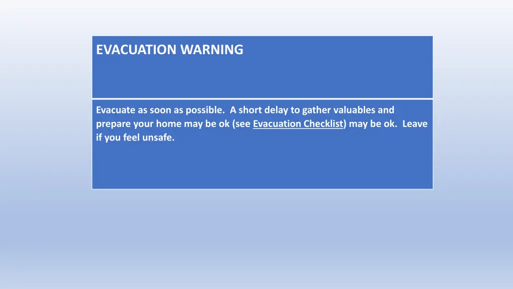 evacuation warning