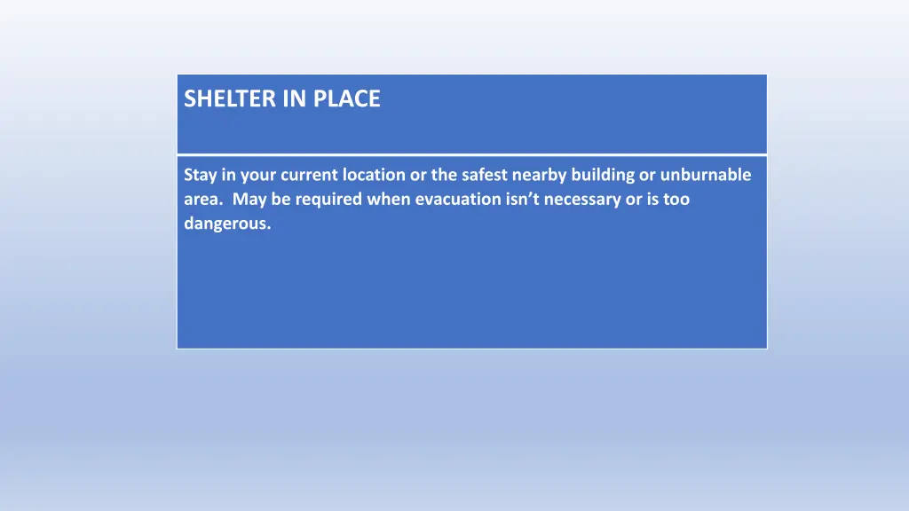 shelter in place