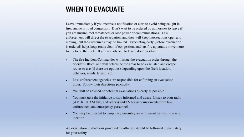 when to evacuate