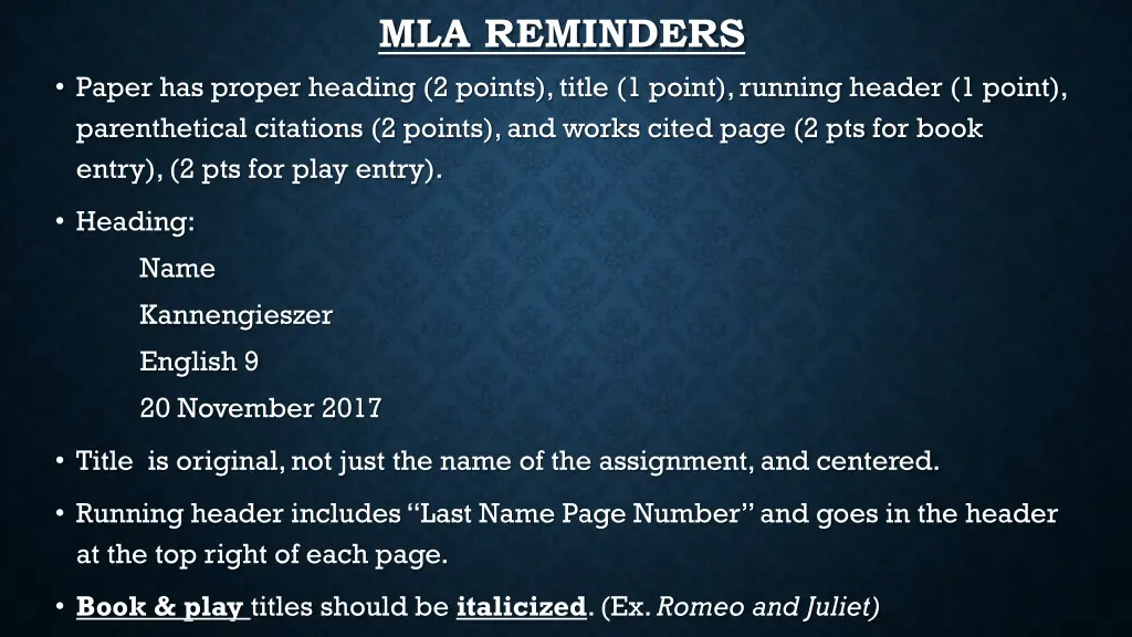 mla reminders