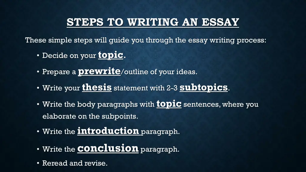 steps to writing an essay