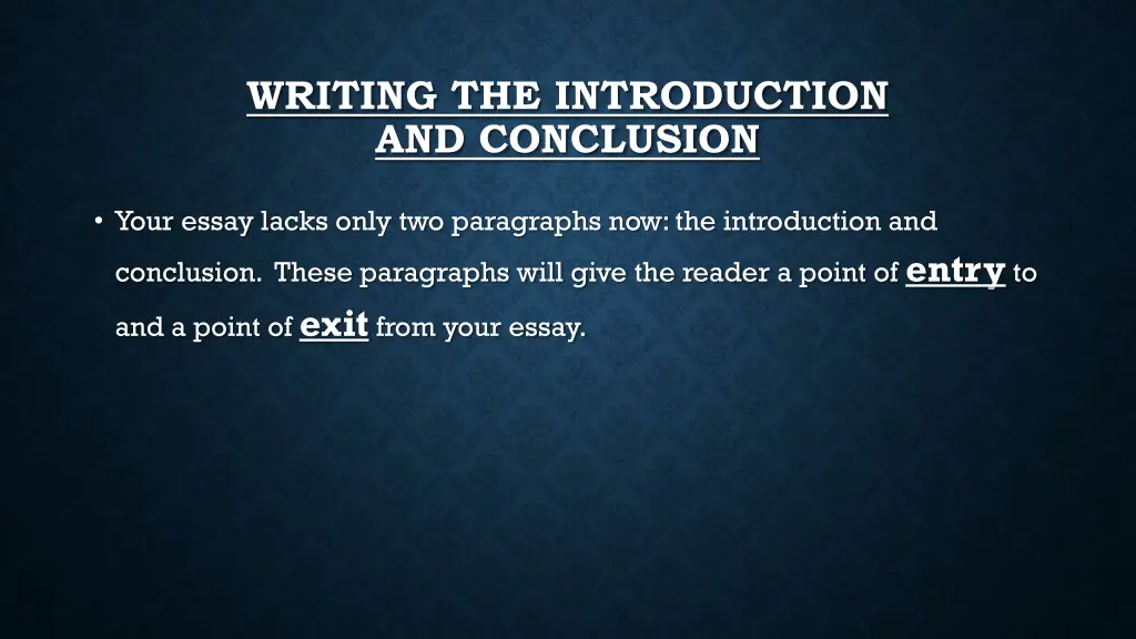 writing the introduction and conclusion