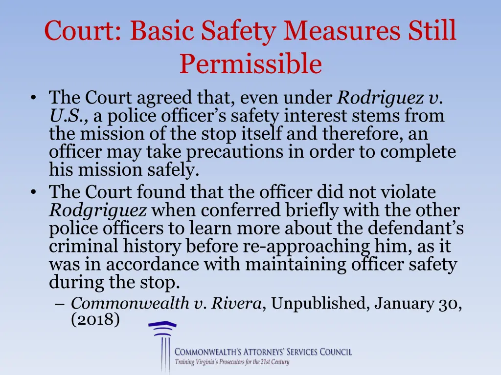 court basic safety measures still permissible