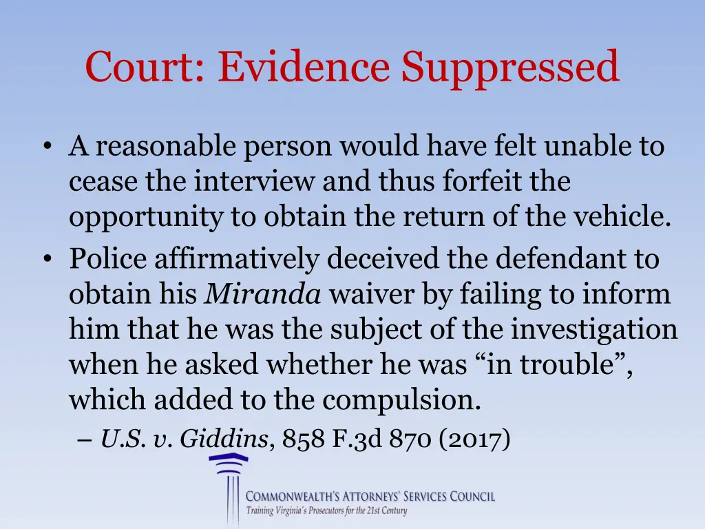 court evidence suppressed