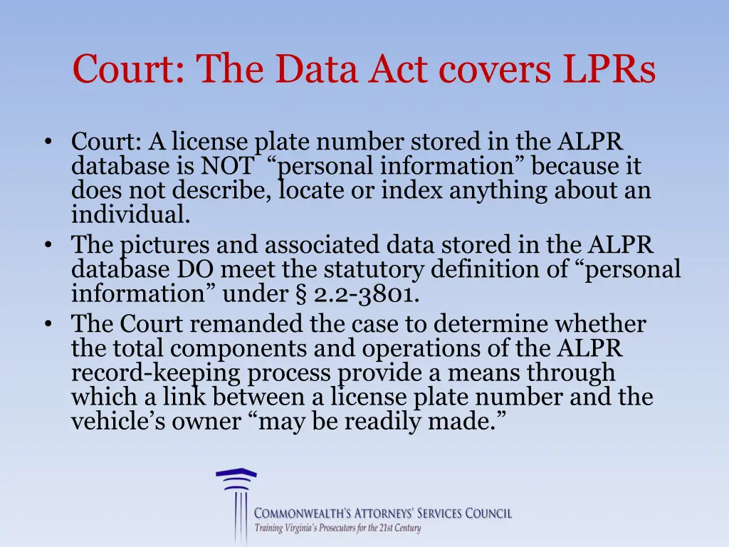 court the data act covers lprs