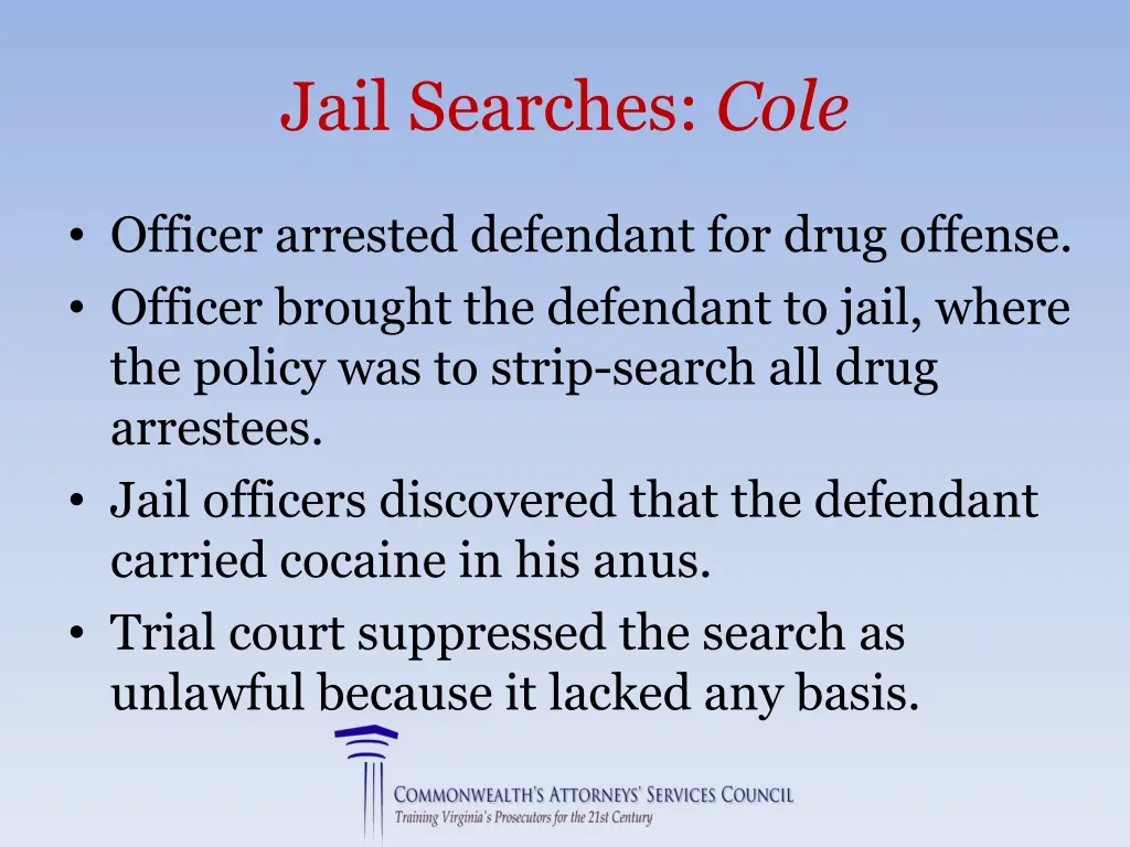 jail searches cole