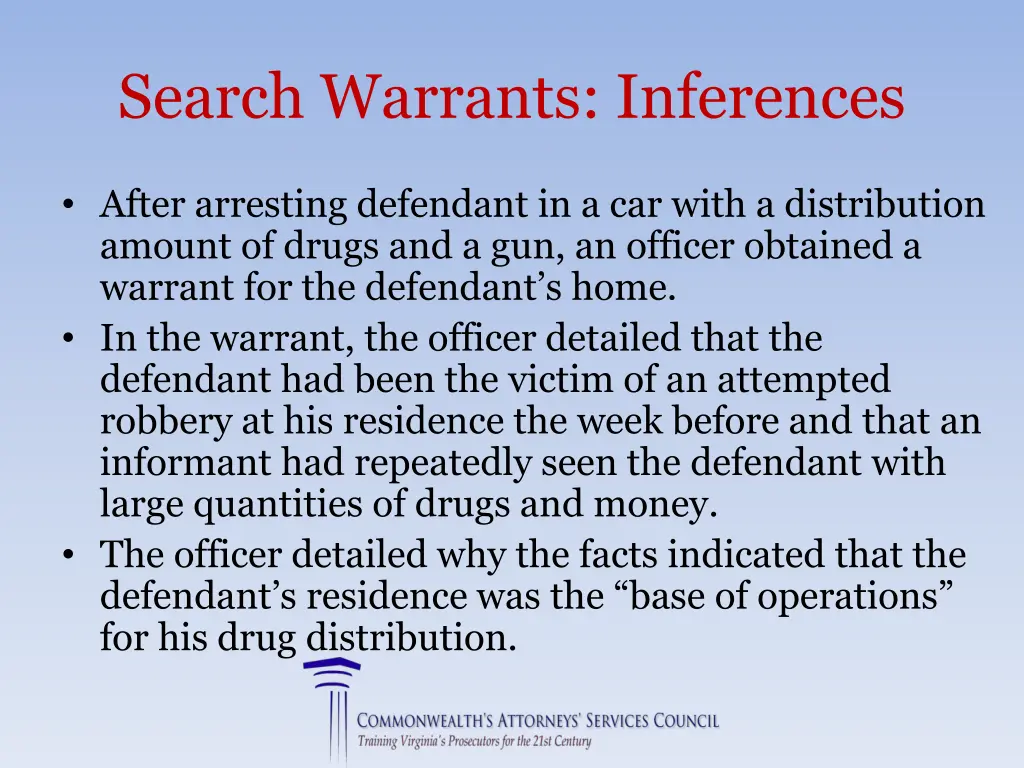 search warrants inferences