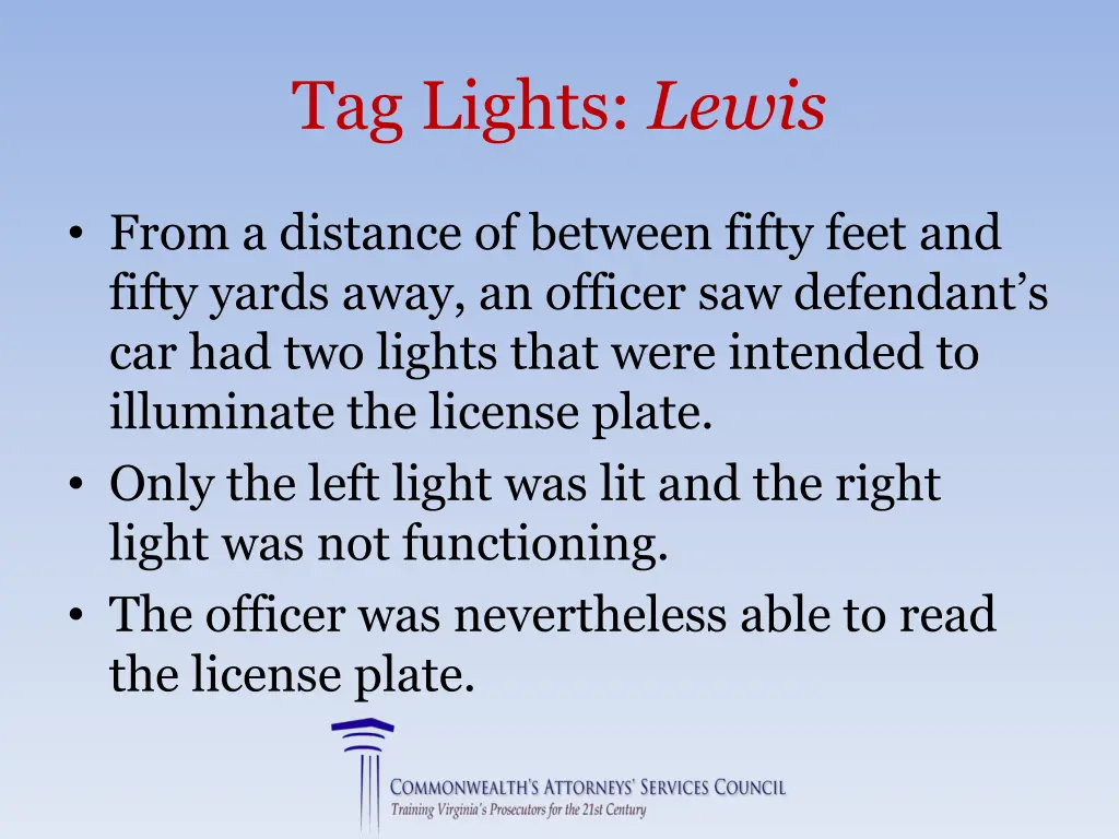 tag lights lewis