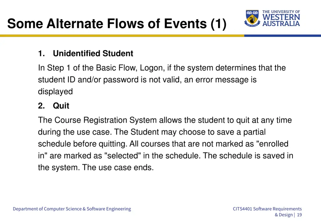 some alternate flows of events 1