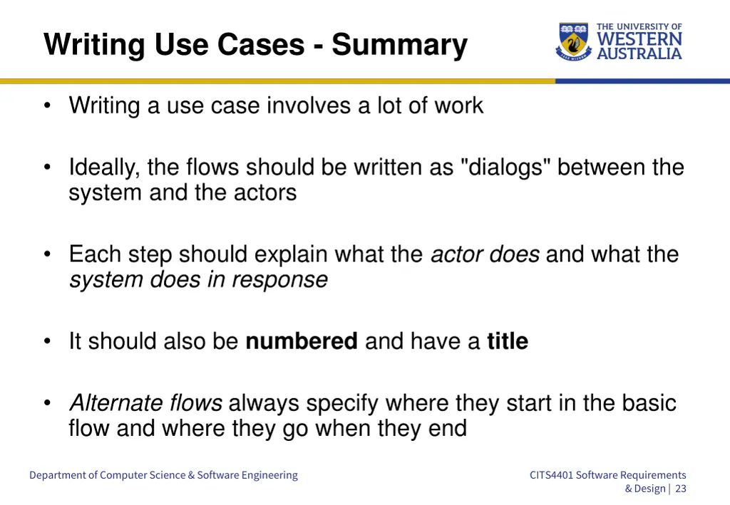 writing use cases summary