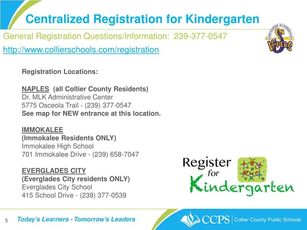 centralized registration for kindergarten