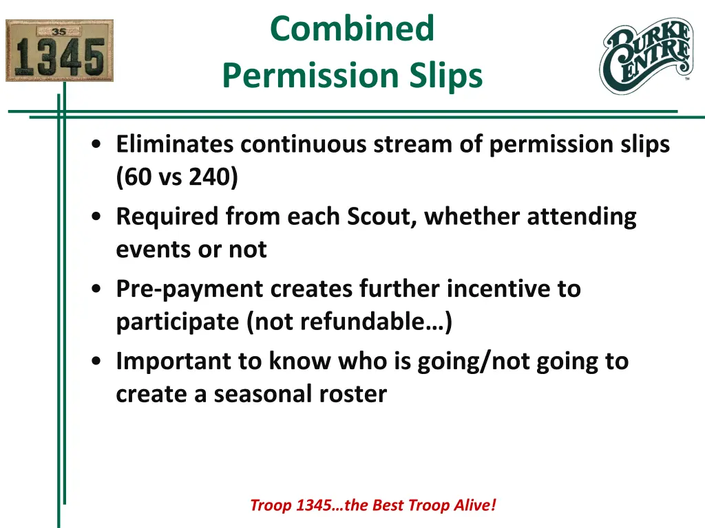 combined permission slips