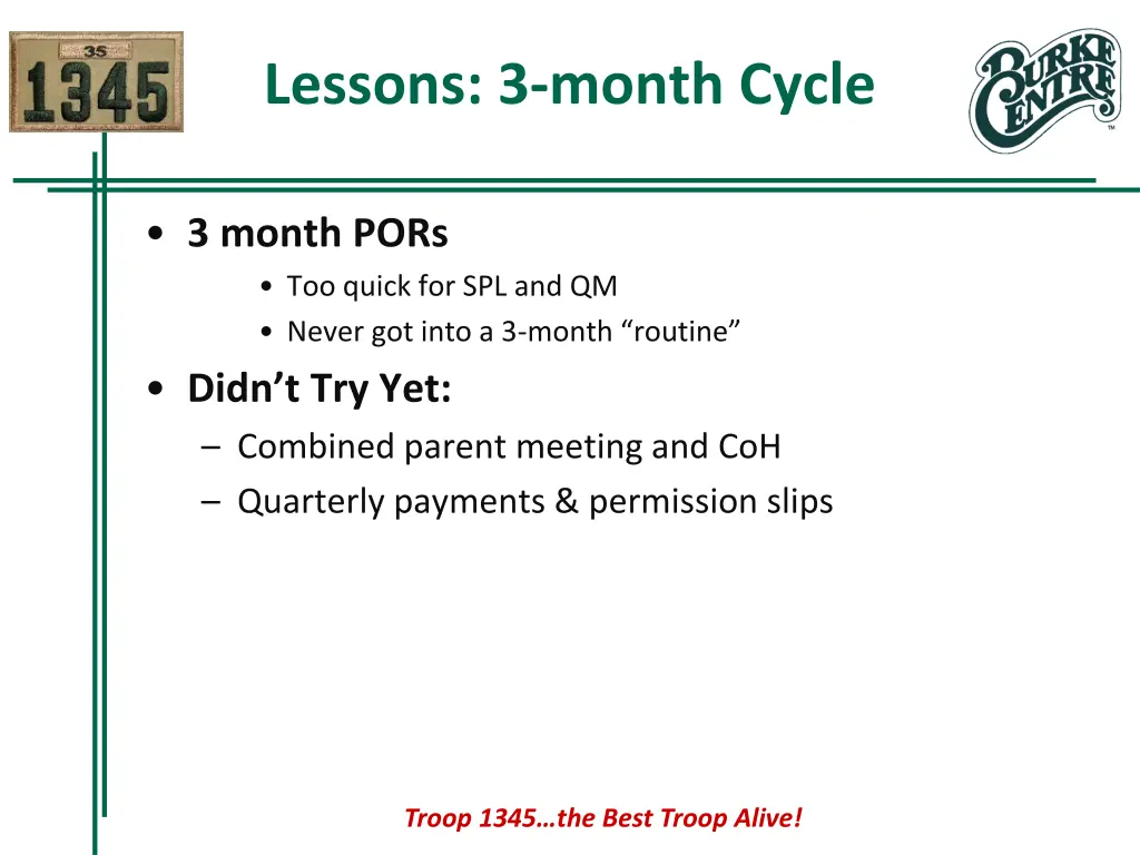 lessons 3 month cycle