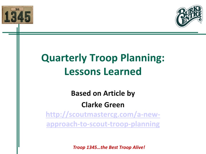 quarterly troop planning lessons learned