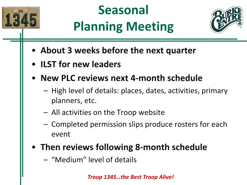 seasonal planning meeting