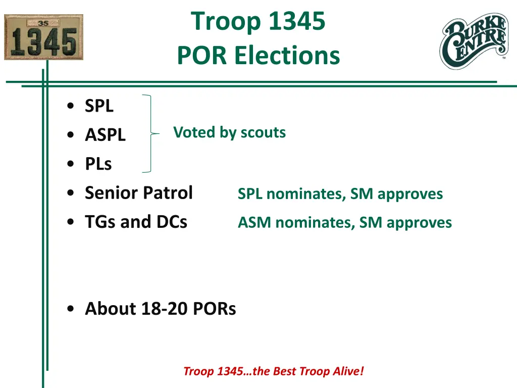 troop 1345 por elections