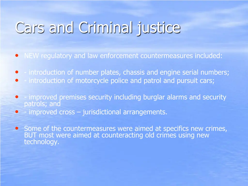 cars and criminal justice