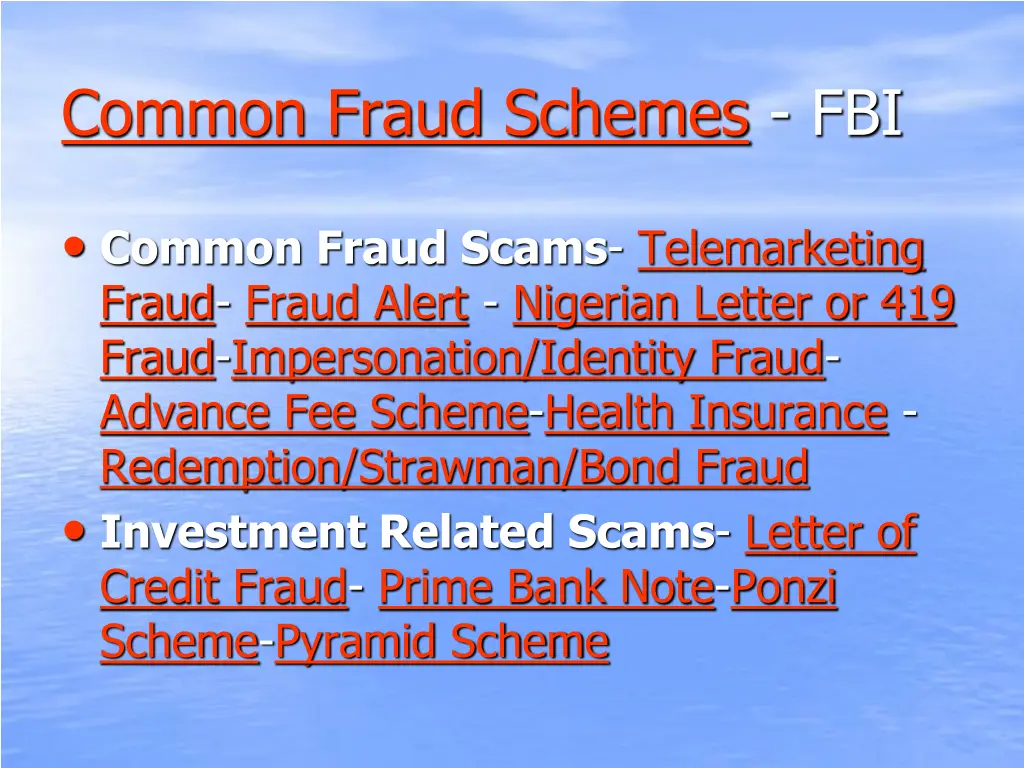 common fraud schemes fbi