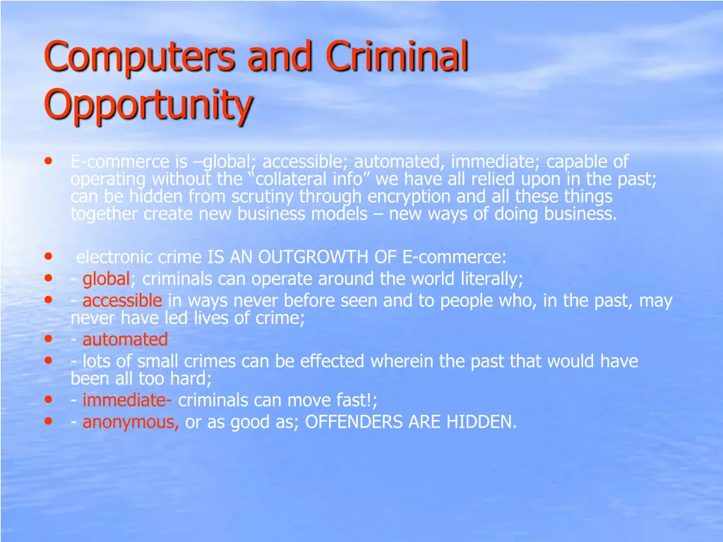 computers and criminal opportunity