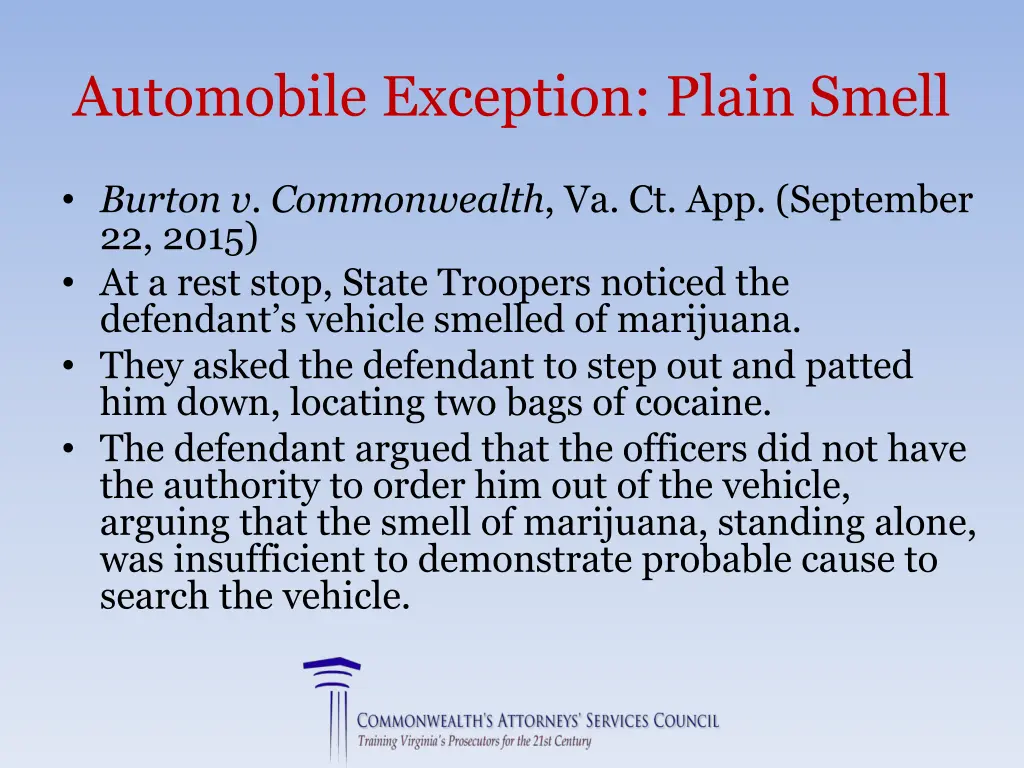 automobile exception plain smell